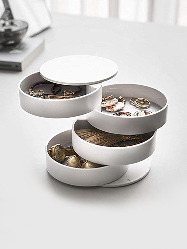 

Desktop Multilayer Rotating Jewelry Box, White