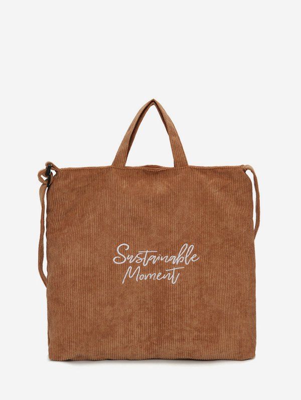 

Corduroy Students String Handbag, Light brown