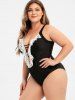 Laddering Cut Out Lace Panel Plus Size One-piece Swimsuit -  