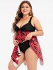 Plus Size Plaid Handkerchief Tankini Swimsuit -  