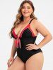Plus Size & Curve Knot Piping 1950s One-piece Swimsuit -  