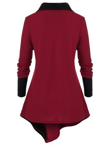 

Plus Size Colorblock Buttons Sweater, Multi