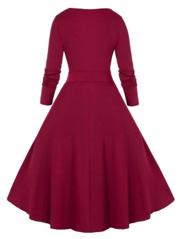 

Plus Size Long Sleeve Ruched Dress, Lava red