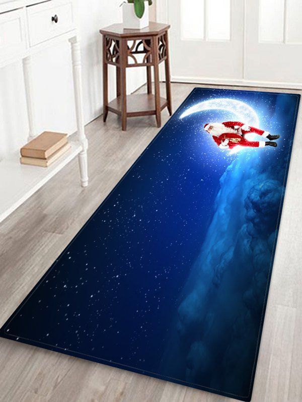 

Christmas Decor Moon Santa Non-slip Rug, Multi