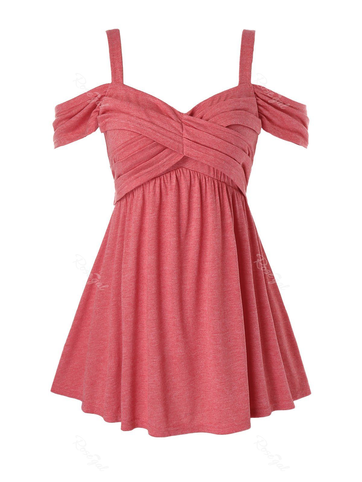 

Plus Size Cold Shoulder Crisscross Top, Valentine red