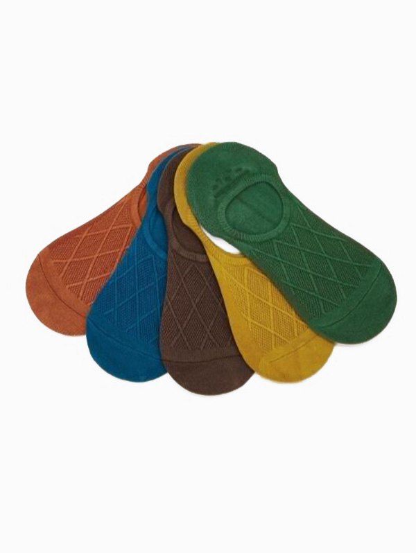 

5Pairs Rhombus Pattern Slip-on Socks Set, Multi-a