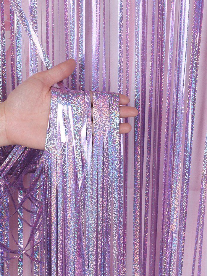 

Glitter Fringe Foil Backdrop Curtain for Wedding Birthday Party Decoration, Pink