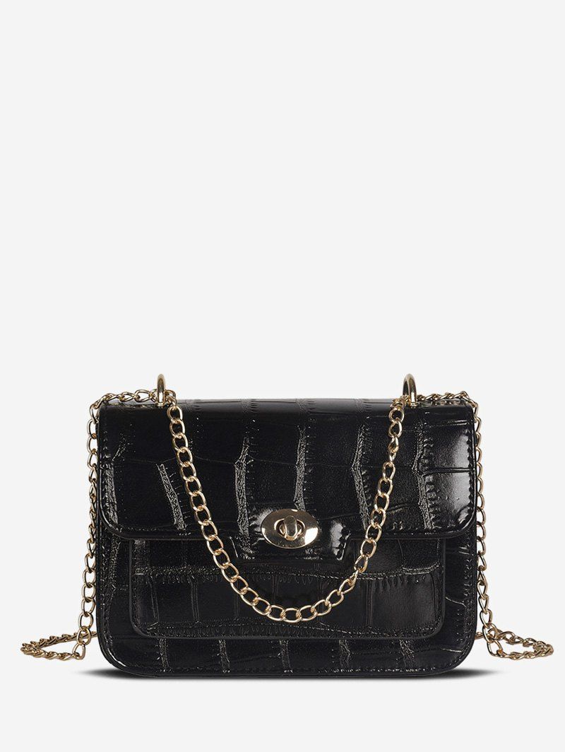 

Animal Embossed Hasp Mini Crossbody Bag, Black