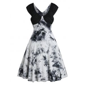 

Tie Dye Ruched Mini Vintage Dress, Multi a