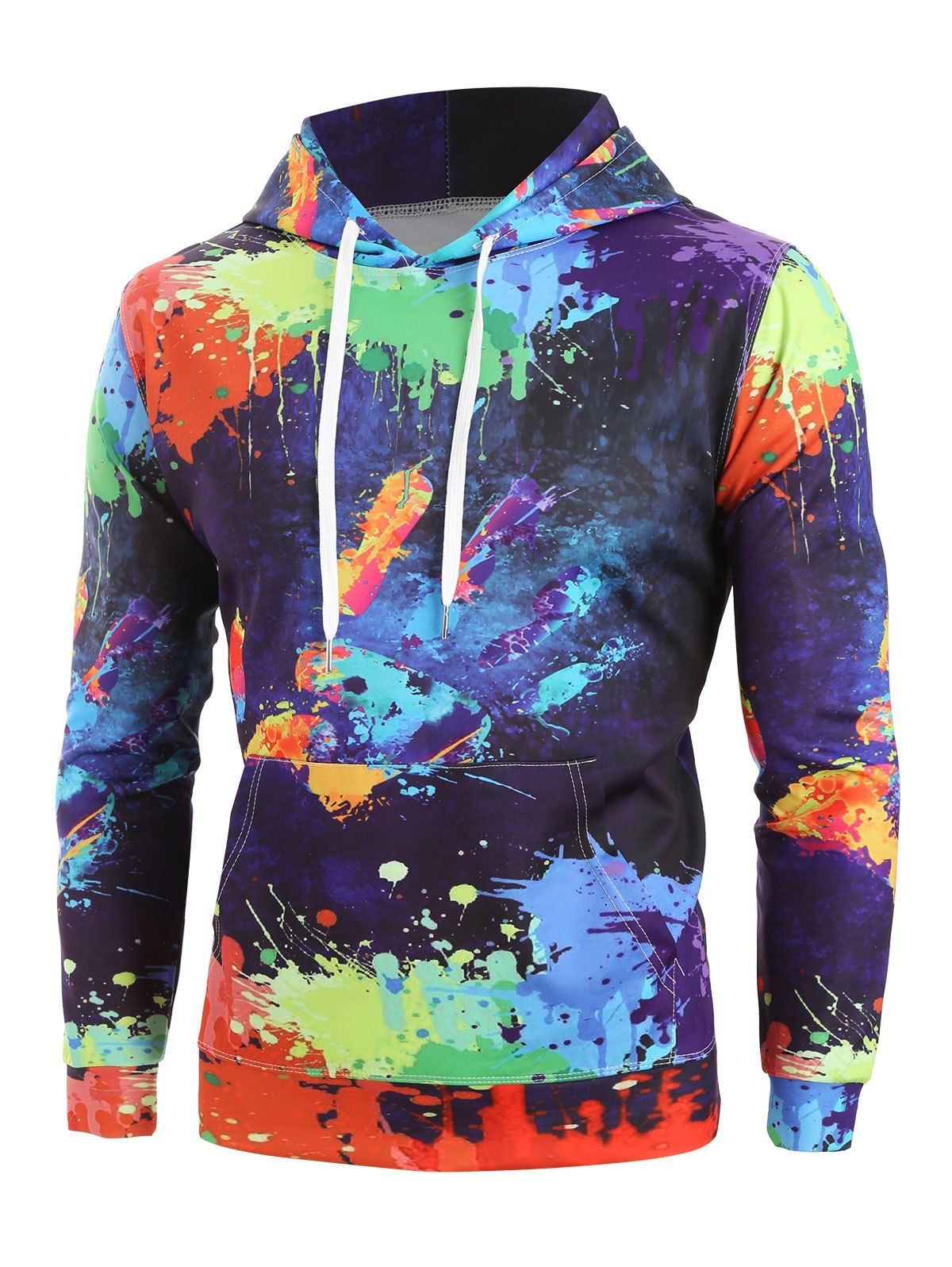 

Splatter Paint Hand Graphic Front Pocket Casual Hoodie, Multi
