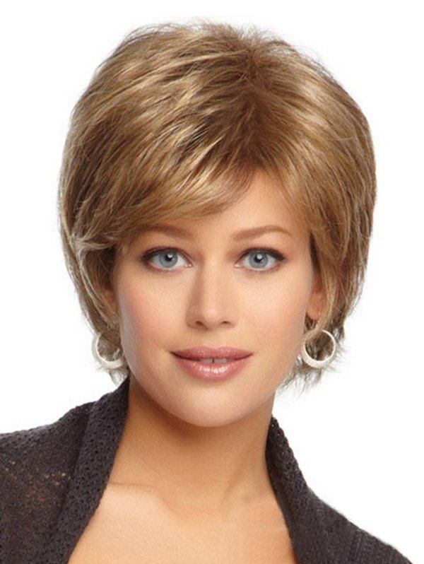 

Straight Fluffy Synthetic Side Part Wig, Brown