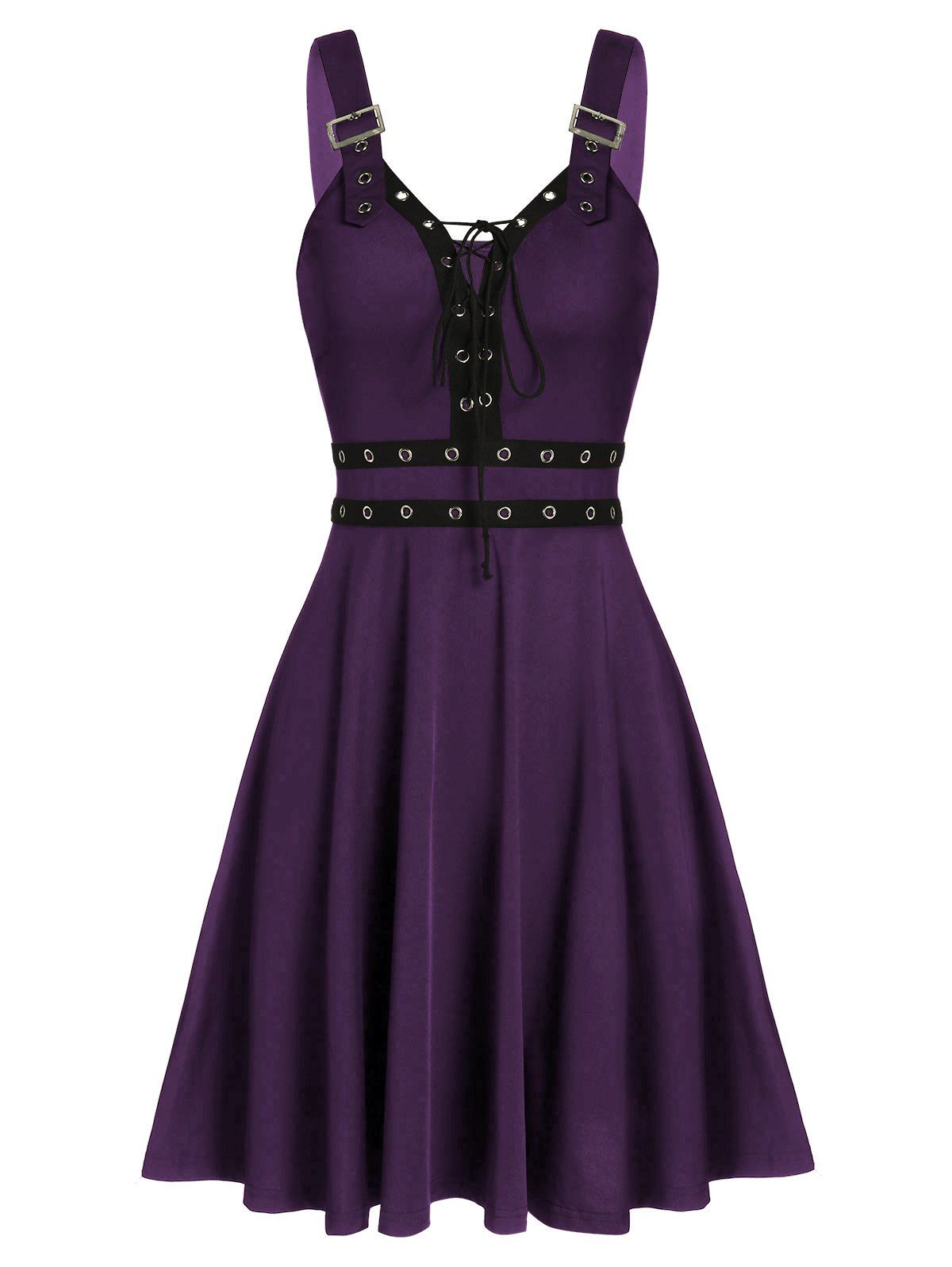 

Sweetheart Collar A Line Rings Gothic Dress, Purple iris