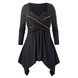 

Plus Size Sweetheart Handkerchief T-shirt, Dark gray