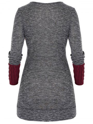 

Plus Size Colorblock Marled Twist Knitwear, Gray
