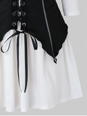 

Plus Size Punk Lace Up Top and Off Shoulder Dress, Black