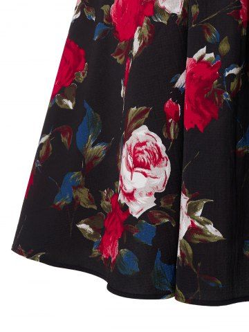 

Plus Size Flower Plunging Ribbed Velvet Dress, Red wine