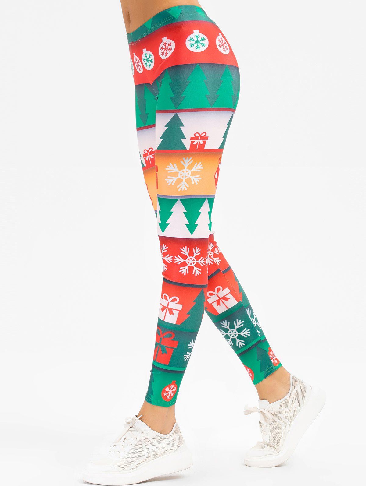 

Santa Claus Reindeer Print Christmas Leggings, Multi-a
