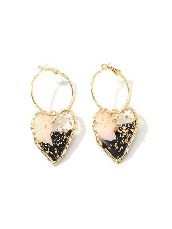 

Irregular Heart Epoxy Hoop Drop Earrings, Gold