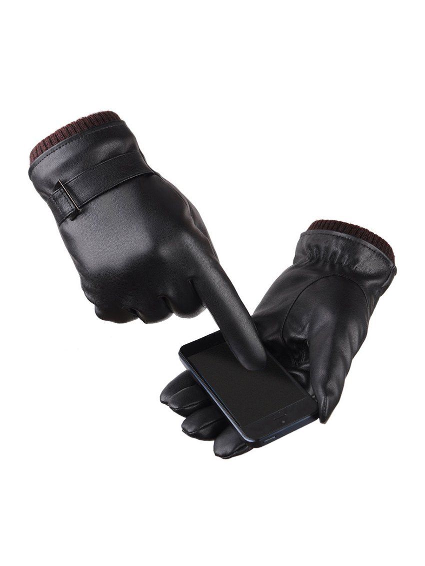 

Brief Leather Telefingers Cycling Fleece Waterproof Gloves, Black