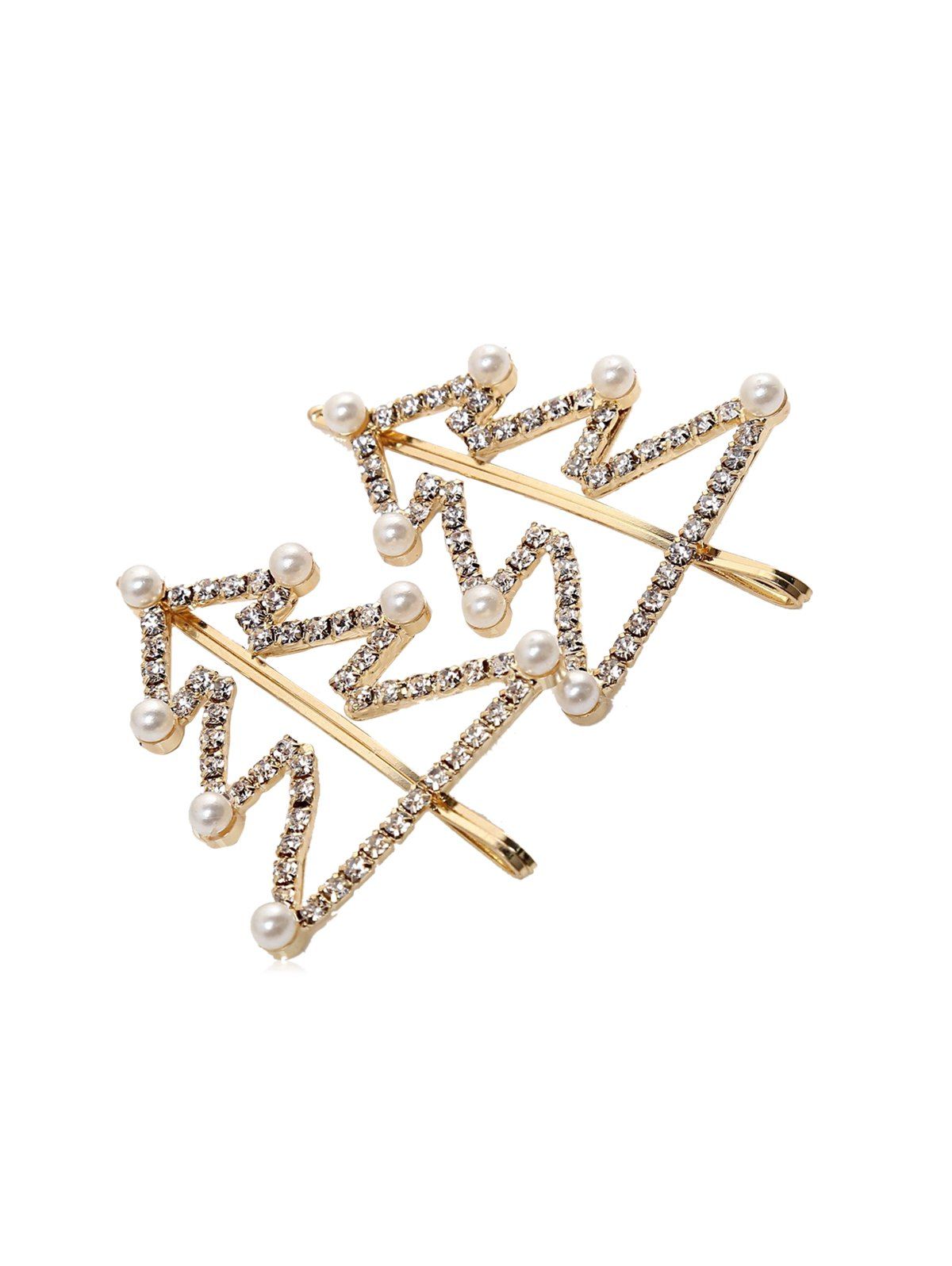 

1 PC Faux Pearl Rhinestone Christmas Tree Shape Hair Grip, Gold