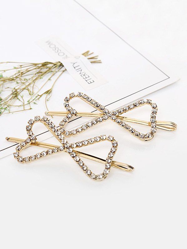 

1 PC Rhinestone Hollow Out Bowknot Hair Grip, Gold