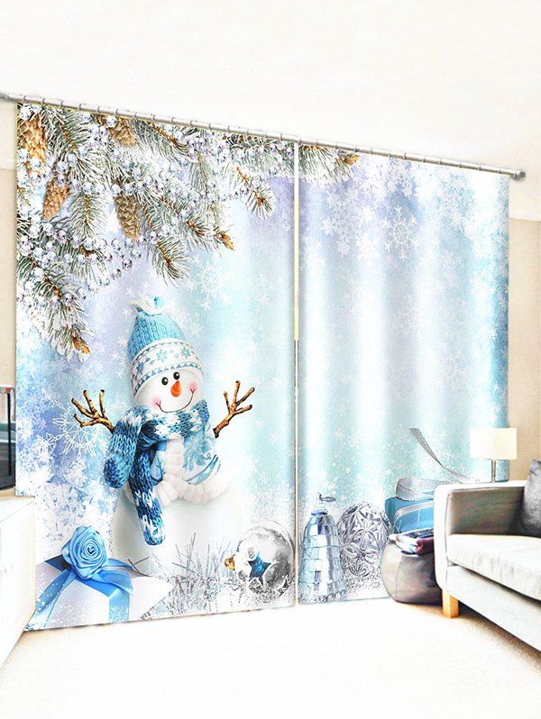 

Christmas Snowman Snowflake Window Curtains, Multi