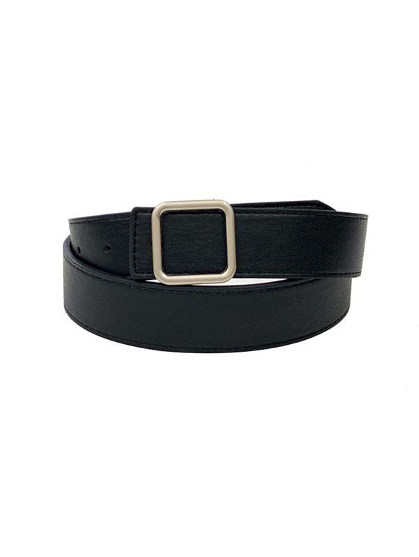 

Square Buckle Leather Belt, Black