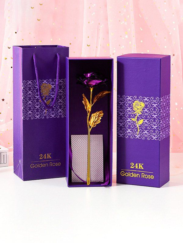 

Colorful Plated Artificial Rose Flower In A Box, Purple