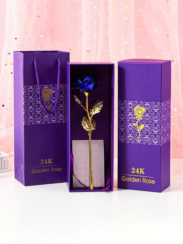 

Colorful Plated Artificial Rose Flower In A Box, Blue
