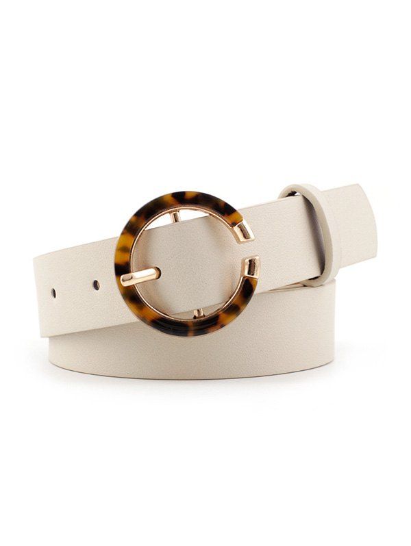 

Round Buckle Decorative Belt, White