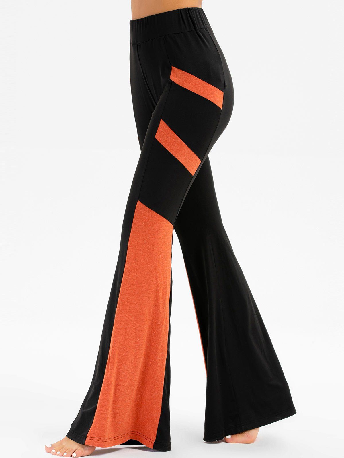 

Two Tone Elastic Waist Palazzo Pants, Black