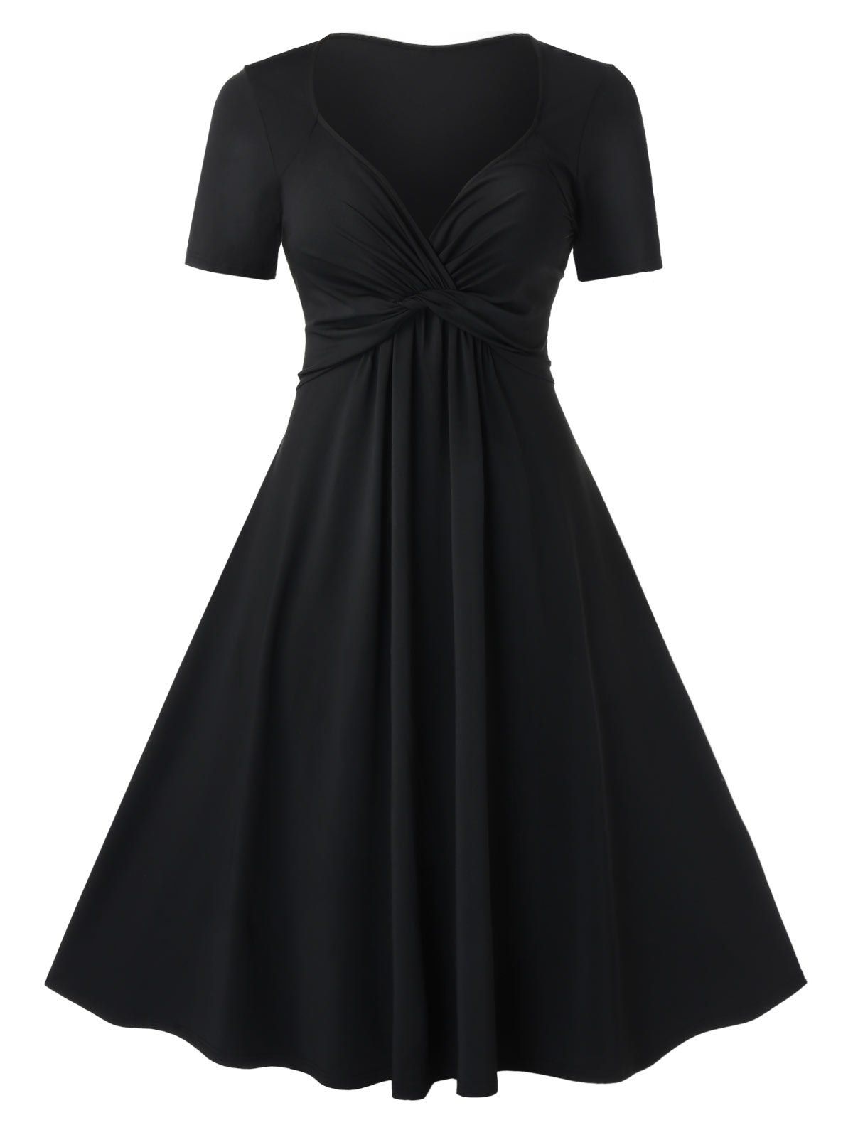 

Plus Size Front Twist A Line Midi Dress, Black