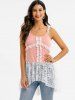 Frilled Lace Panel High Low Tank Top -  