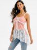 Frilled Lace Panel High Low Tank Top -  