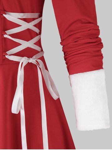 

Plus Size Lace Up Cold Shoulder Dress, Red