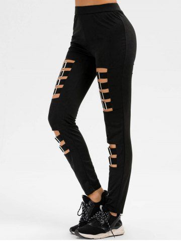 Square Ring Skinny Cutout Pants