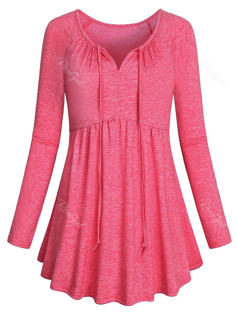

Plus Size Raglan Sleeve V Neck T-shirt, Watermelon pink
