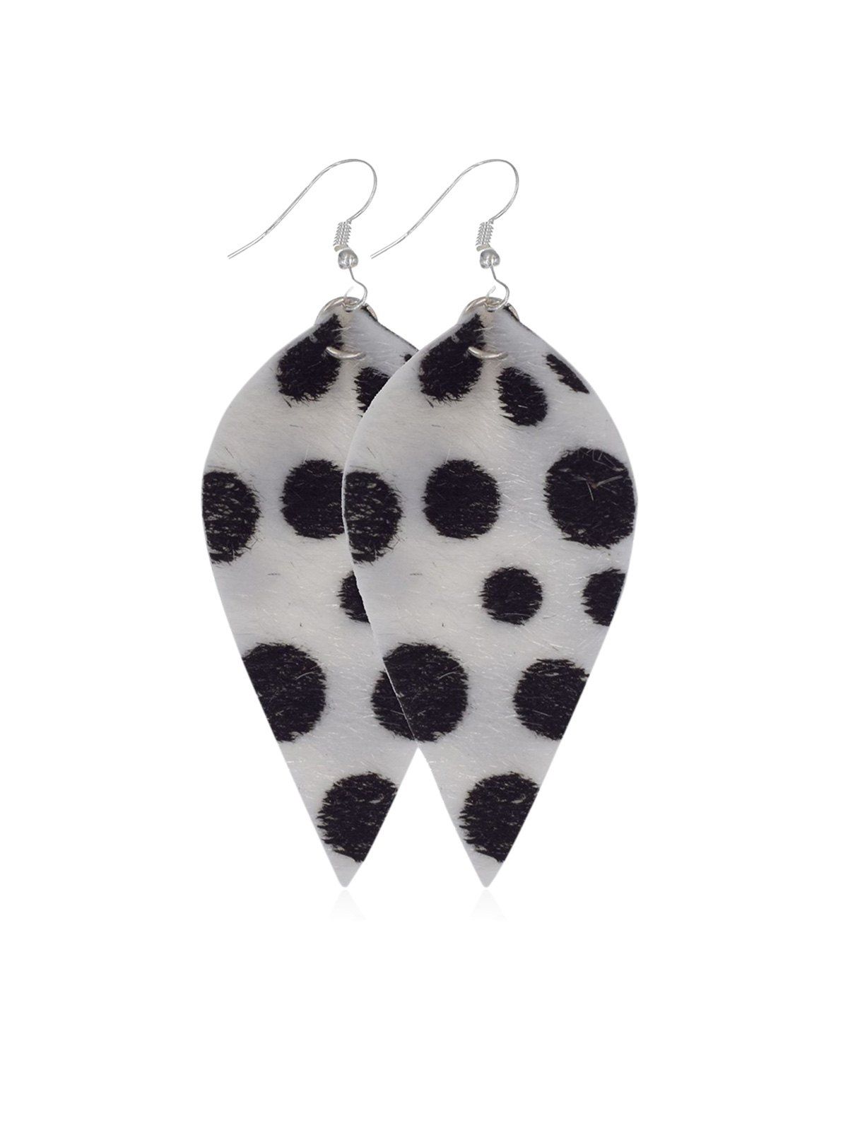 

Polka Dots Print Mohair Drop Earrings, Crystal cream