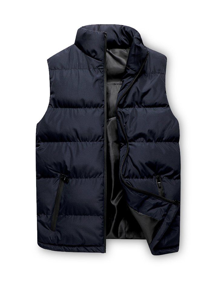 

Solid Zip Up Puffer Waistcoat, Deep blue