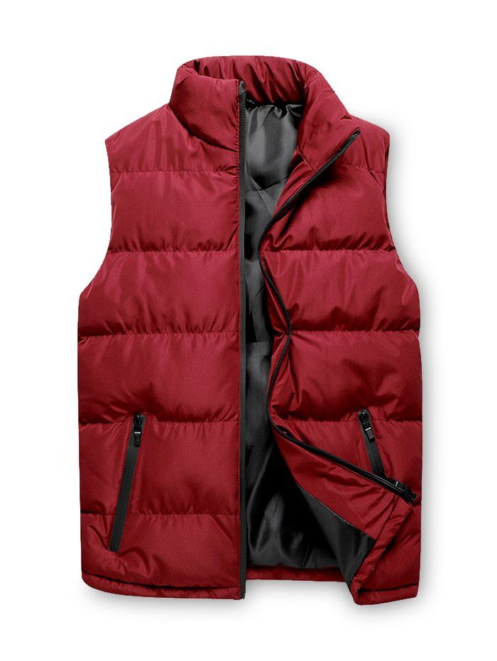 

Solid Zip Up Puffer Waistcoat, Red