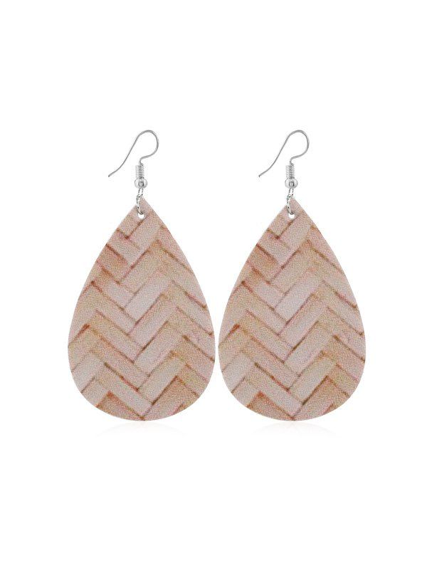 

Water Drop Leather Weaving PatternEarrings, Camel brown