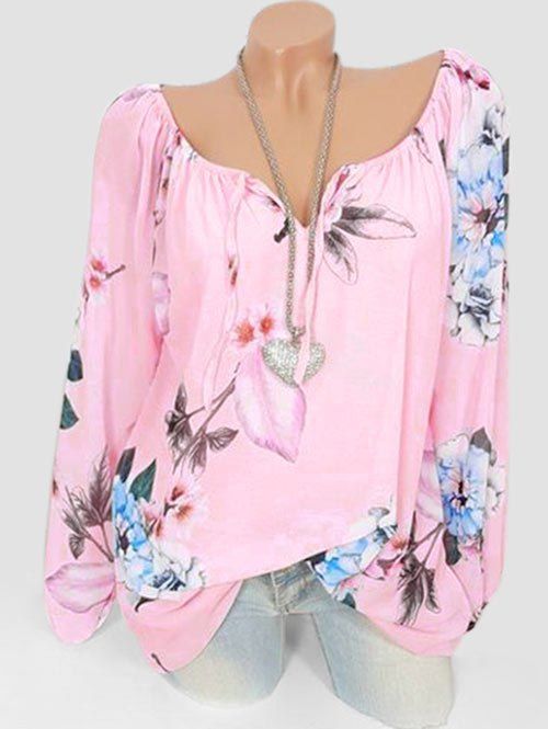 

Plus Size Floral Print Raglan Sleeve Blouse, Mauve