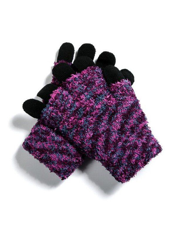 

Outdoor Knitted Mix Color Gloves, Black