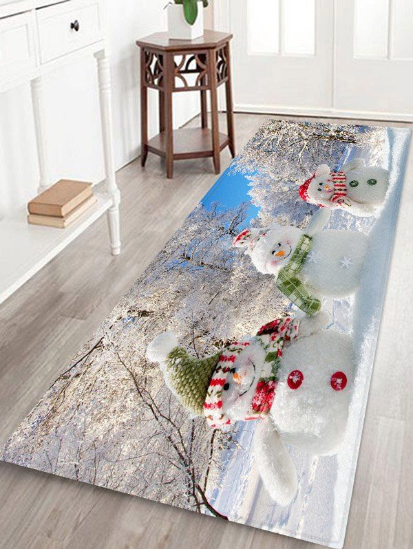 

Christmas Snowman Forest Pattern Water Absorption Area Rug, Multi