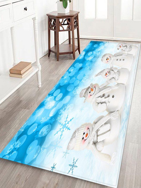 

Christmas Snowman Snowflake Pattern Water Absorption Area Rug, Multi