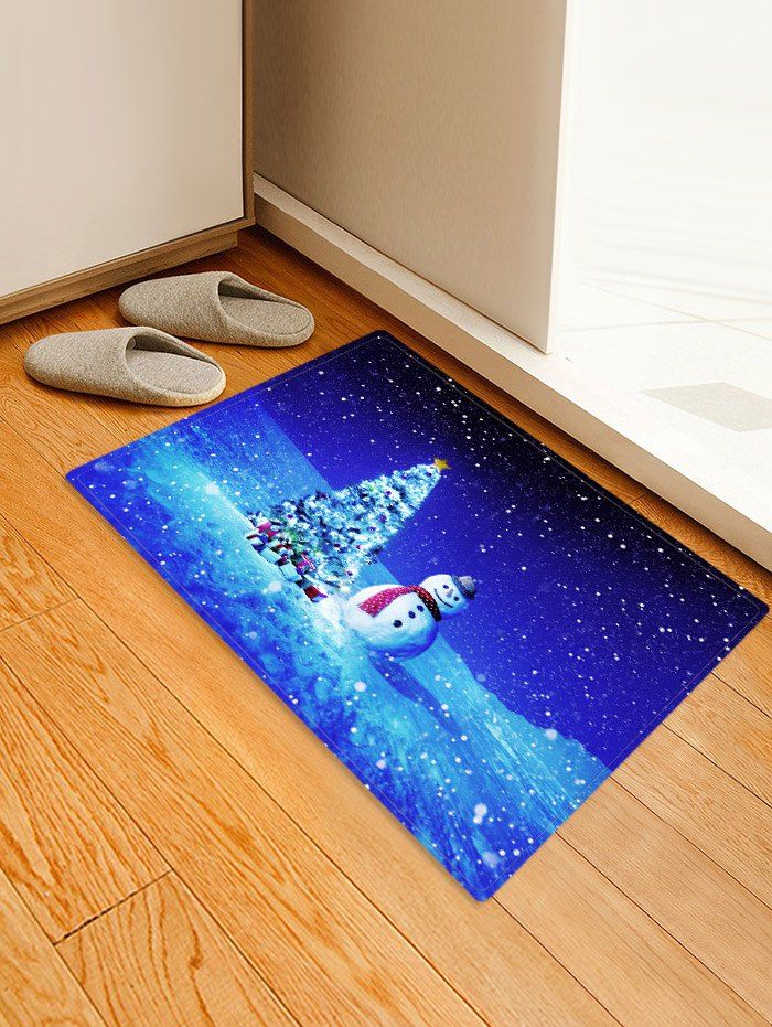 Carpets, Mats & Accessories Christmas Tree Gifts Snowman Pattern Water Absorption Area Rug