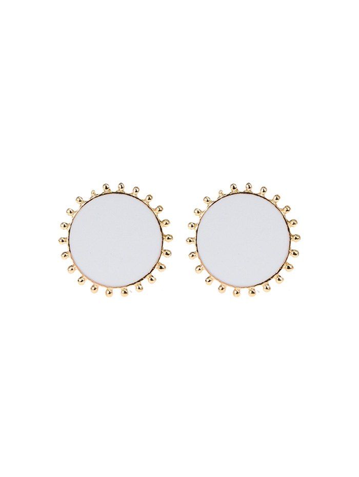 

Round Shaped Alloy Stud Earrings, White