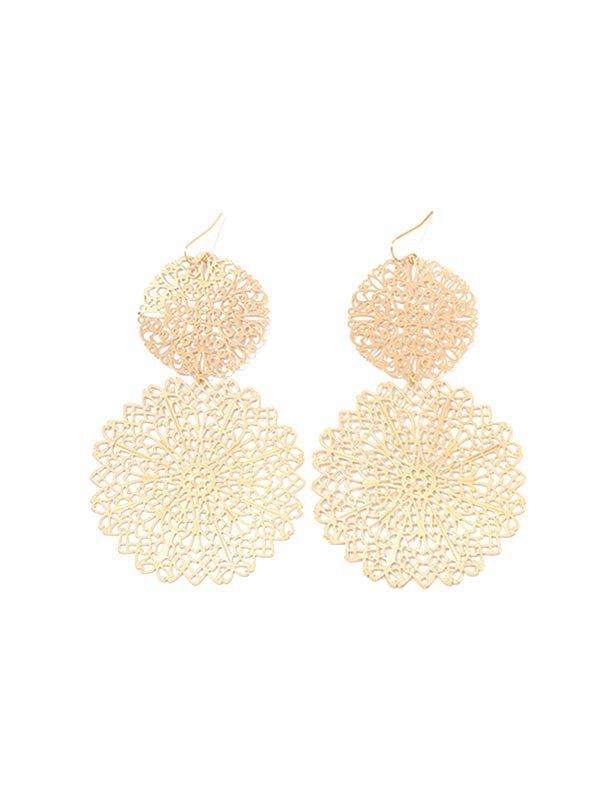 

Hollow Flower Drop Hook Earrings, Gold