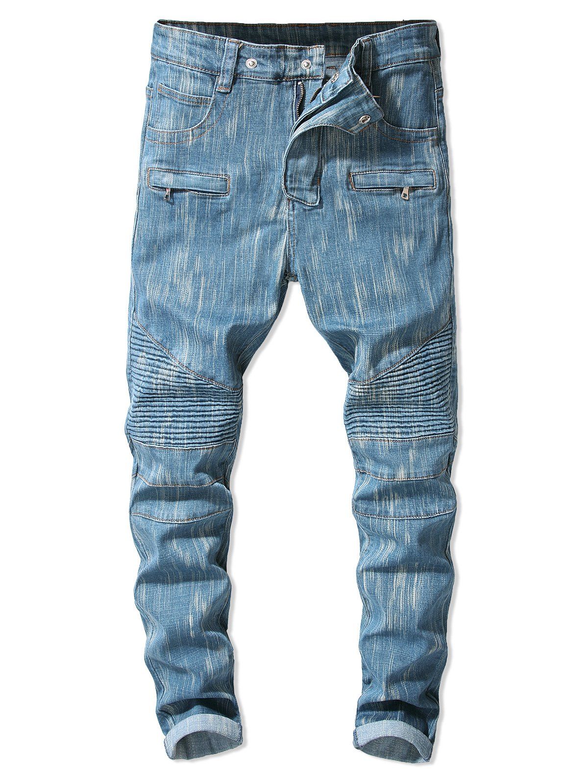 

Drape Panel Pocket Zip Fly Jeans, Jeans blue