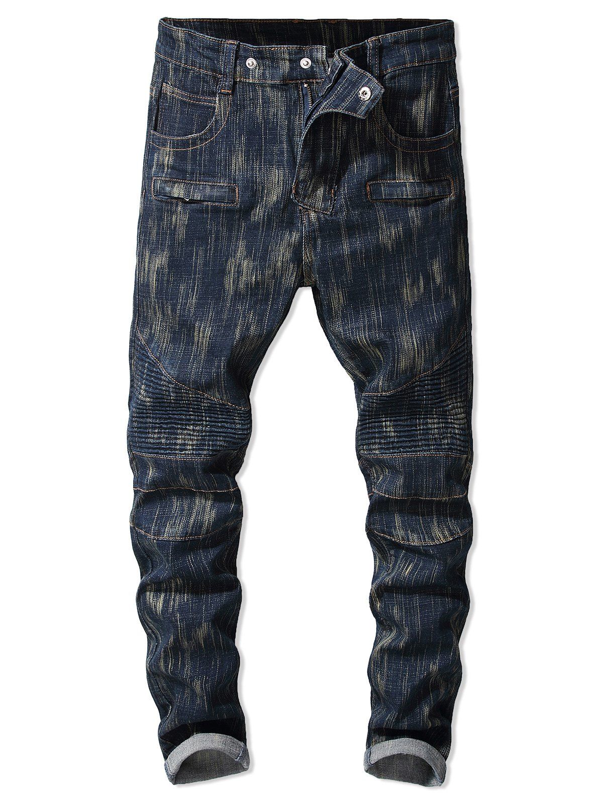 

Drape Panel Print Zip Fly Jeans, Denim dark blue